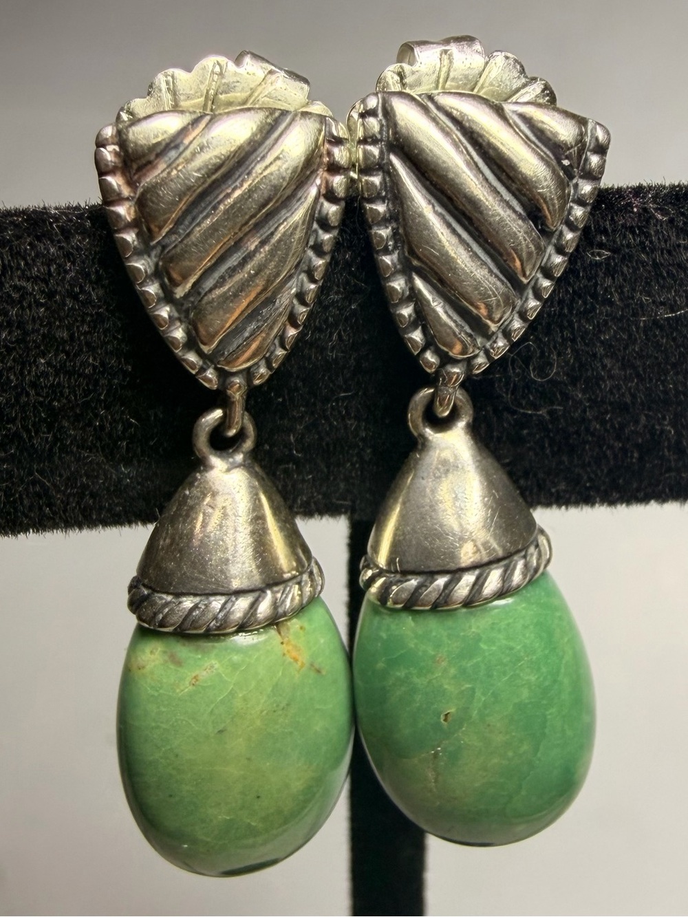 Carolyn Pollack (Relios) Verdite Drop Earrings in Sterling Silver